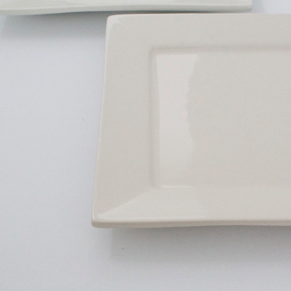 Fishs Eddy Square Plates Set of 2 Solid White Ceramic 8” Salad Appetizer Plates - Picture 3 of 7